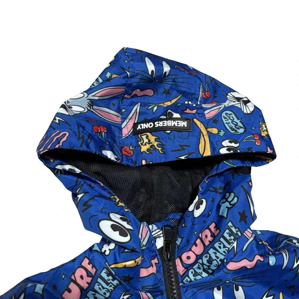 Members Only Looney Tunes Hooded Windbreaker Jacket Donald Duck Bugs Bunny Sz 6